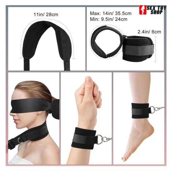 Adjustable Thigh Sling & Demountable Hand Cuffs, Bondage Gear & Accessories Blindfold, Restraints Kits Sex Toys for BDSM Games