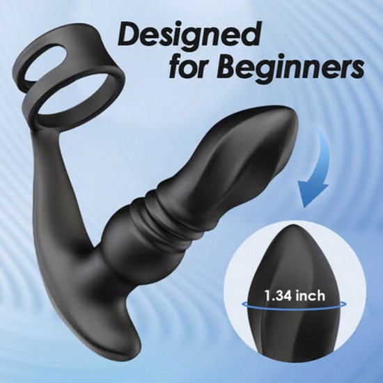 Double Cock Rings 7 Thrusting & Vibrating Prostate Massager