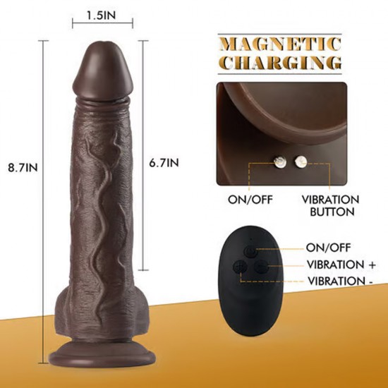 8.7 Inch with Suction Cup Realistic 6 Thrusting 10 Vibrating Rotating Dildo