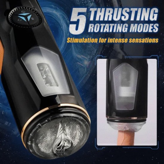 Mouth Masturbation Cup 5 Thrusting Rotating 2 in 1 Automatic