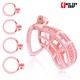 3D Printed Pink Bondage Gear Lightweight Adult Sex Toy with 4 Sizes Rings Invisible Lock and Key