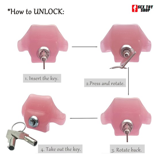 Chastity Cage | Lightweight Cock Cage | Resin Chastity Devices | Male Chastity Cage | 5 Sizes Rings Included (Small, Pink)