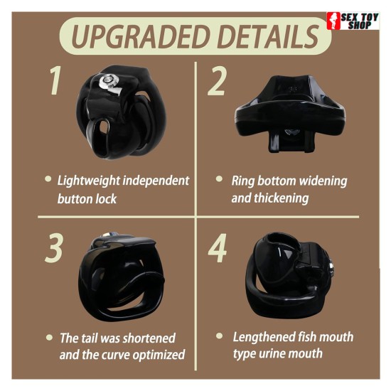Leightweight Chastity Device Male Chastity Cage Resin Ergonomic Breathable Chastity Devices (Black 45mm Ring)