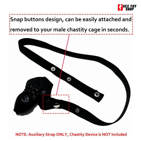 Penis Cage Auxiliary Belt Strap for Men's Chastity Lock Supportive Anti-Off Elastic (Strap ONLY, Chastity Device NOT Included) - Black