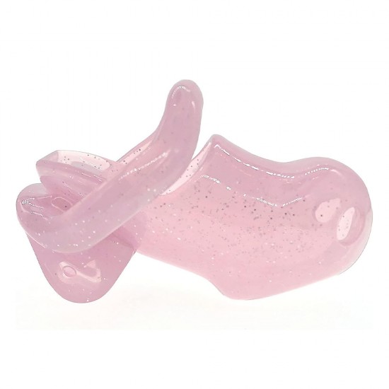 Pink with Silver Sparkles Resin Chastity Device