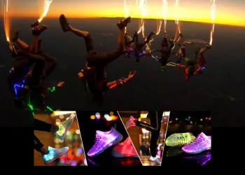Fashion sport about night time skydive with Led shoes